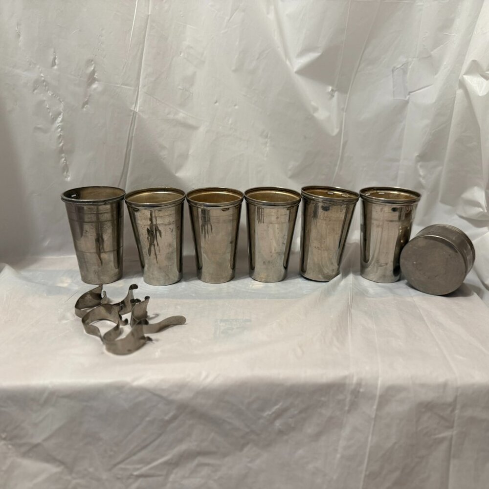 Vintage Landers Frary & Clark Universal Silver Plated Travel Cups Set of 6 USA